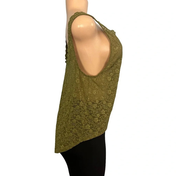 Victoria's Secret Olive Green Floral Lace Crochet Mesh Hi-Lo Tank - Picture 4 of 8